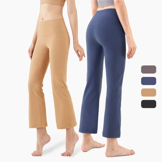 Pantaloni lunghi da donna a vita alta da allenamento slim a vita alta da donna, pantaloni lunghi da yoga, pantaloni svasati